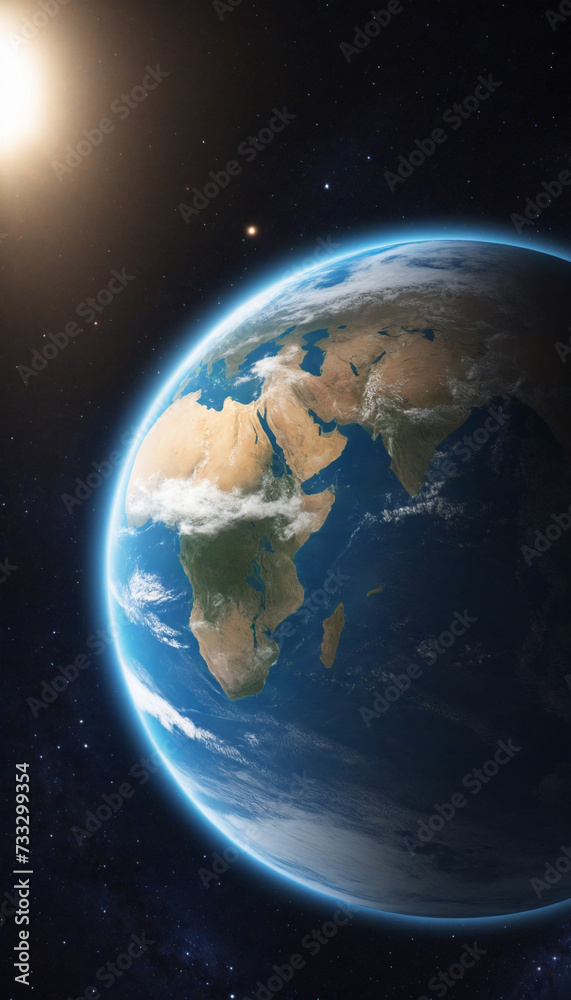 Obraz premium galaxy illustration with earth like planet