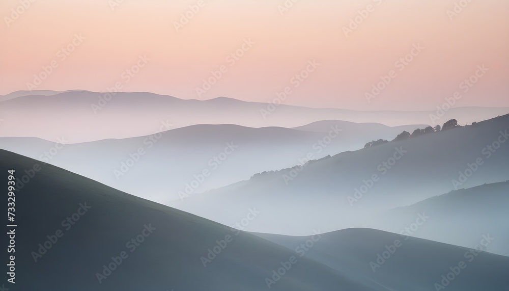 Gradient Background of Subtle Morning Mist Over Hills