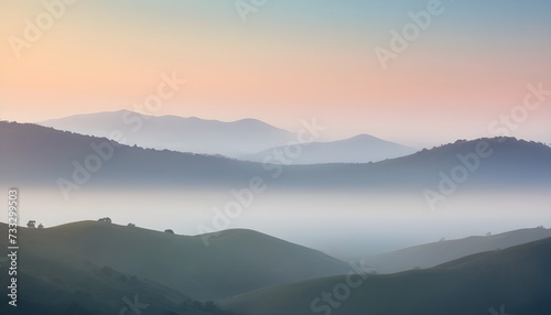 Morning Mist Over Rolling Hills