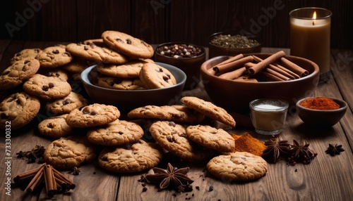 A table full of cookies and spices