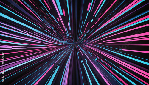 3d rendering, abstract digital background. Neon lines glow in the dark. Futuristic minimalist wallpaper