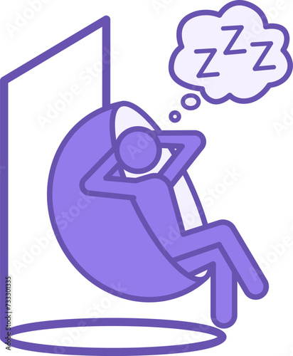 Relax Colored Icon. Vector Icon of a Man Sleeping in a Hanging Chair. Travel and Vacation Concept