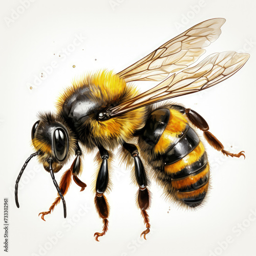 watercolor Bumble Bee clipart, Generative Ai © moondesigner