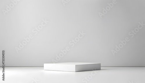 Square white podium for product presentation. 3D background platform