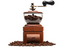 Mastering the Art of Portable Coffee Grinding Isolated on Transparent Background PNG.