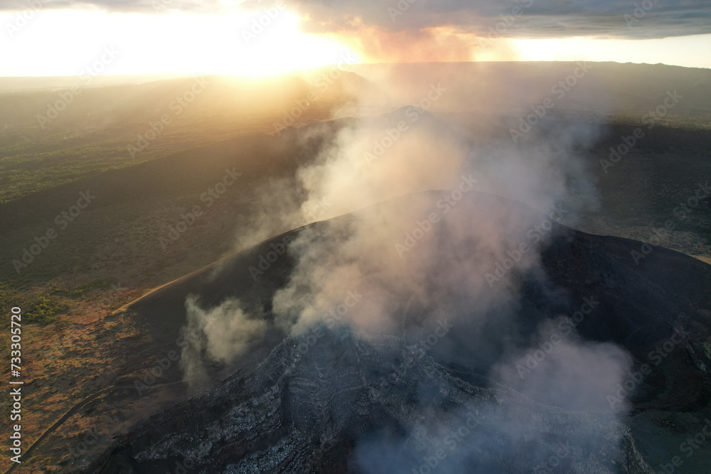 Gas fly from masaya volcano crater