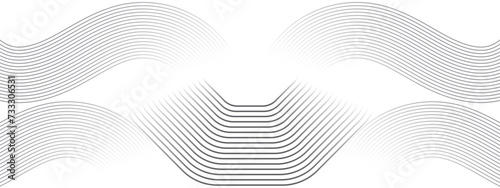 Abstract waving black circles flowing lines technology white background. glowing lines shiny geometric shape, and technology concept, for brochure, cover, poster, banner, website, header