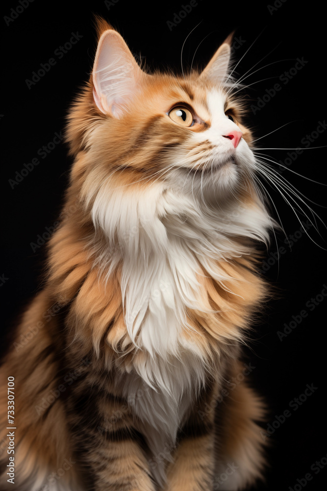 Fototapeta premium Red cat on white background. Pets. Zoo service. Veterinary clinic