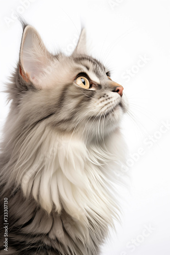 Cat on white background. Pets. Zoo service. Veterinary clinic