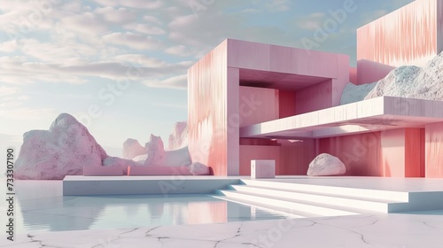 Minimal and Surreal Architecture 3d render