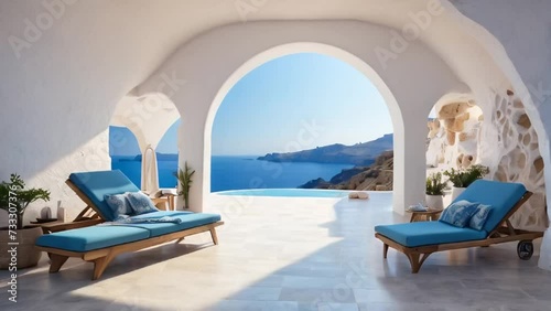 Beautiful room in Santorini hotel photo