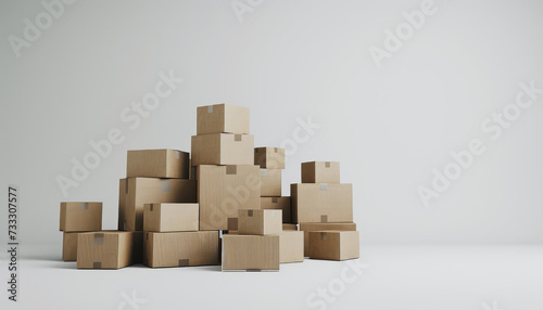 Array of New Cardboard Boxes for Storage