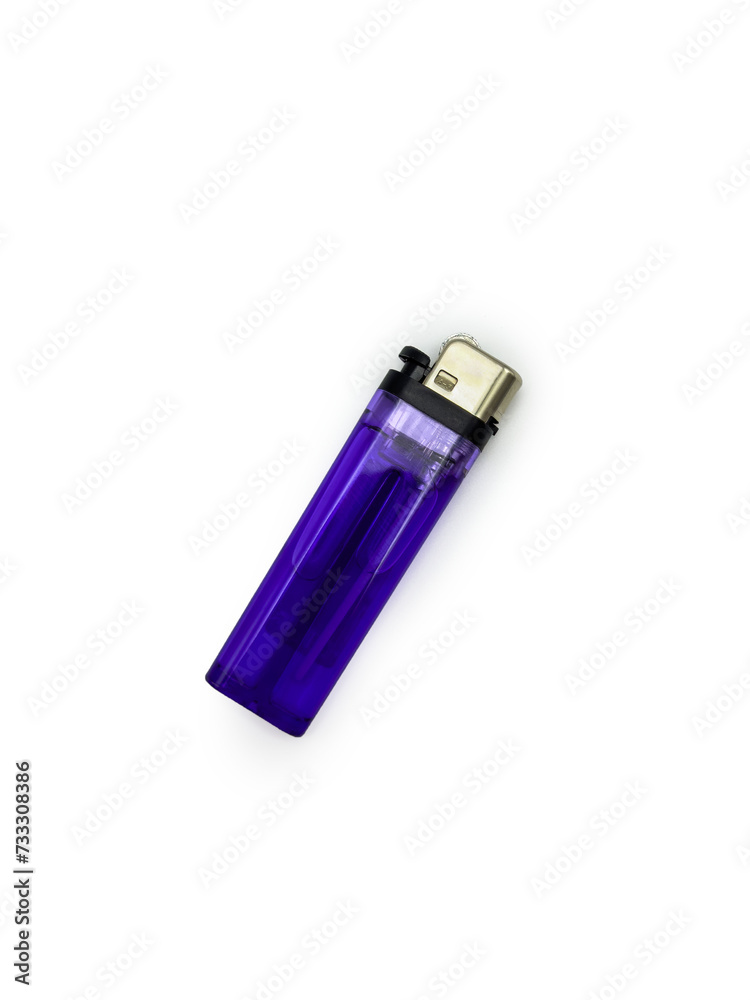 Purple lighter isolated on white background, Top view Purple lighter isolated on white background, Top view