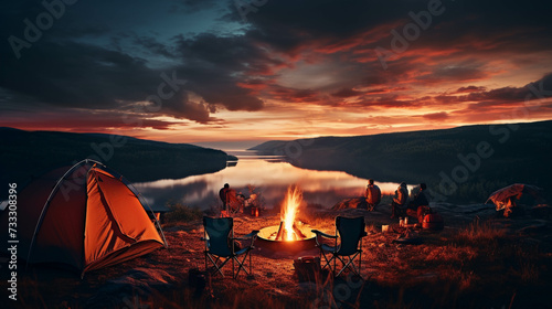 camp at sunset high definition(hd) photographic creative image