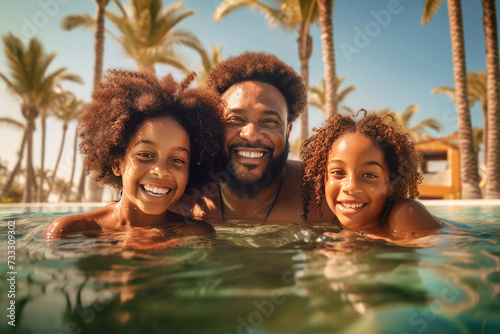 Wallpaper Mural Joyful Family Swim with Tropical Backdrop Torontodigital.ca