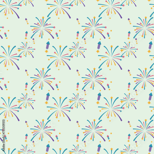 Pyrotechnics Seamless Vector Pattern Design