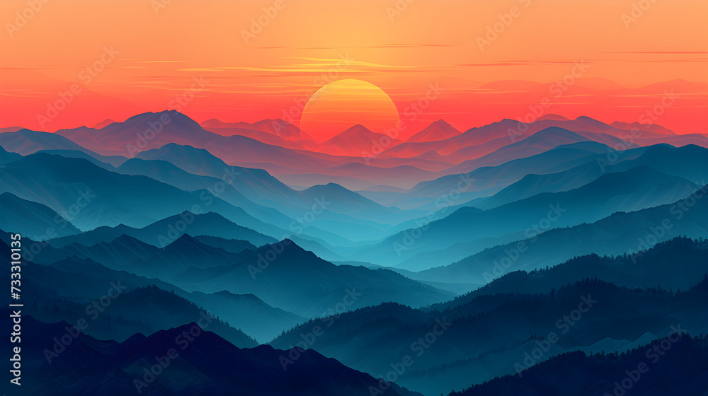 Misty mountains in the morning. Fog. Landing page, background, banner. Sunset in mountain, Urals, Alps, Andes, foggy wallpaper. Colorful, abstract Misty mountains in the morning. Fog. Landing page, background, banner. Sunset in mountain, Urals, Alps, Andes, foggy wallpaper. Colorful, abstract