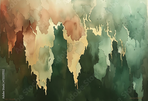 abstract watercolor textures in brown green gold colo photo