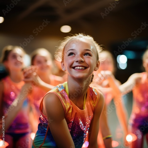 Candid Shot Capturing the Joyful Expressions of child Gymnastics Team Members  © cristian