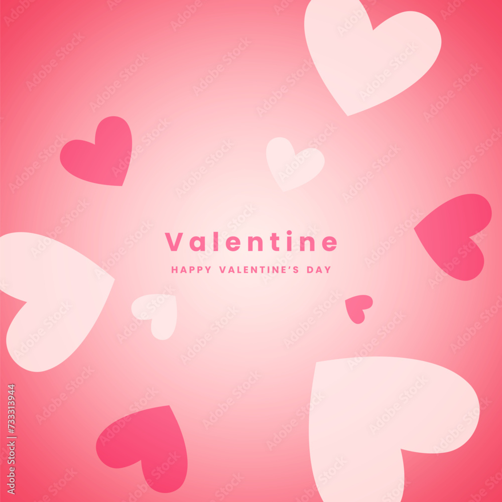 Happy valentine's day poster or banner with many sweet heart on pink background. Modern background of valentine's day romance hearts vector template editable. Illustration vector 10 eps.
