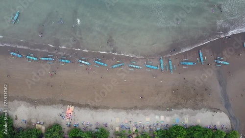 Aerial footage of Pangandaran West Coast, view from seashore the beach area