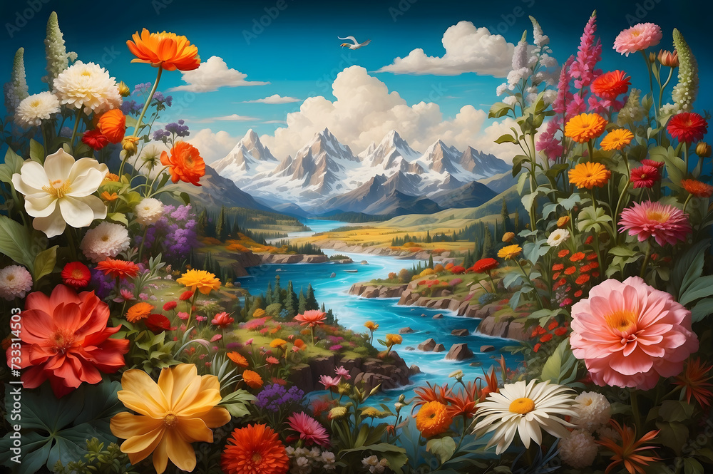 Explore the beauty of Earth's flora through this visually captivating and symbolic composition