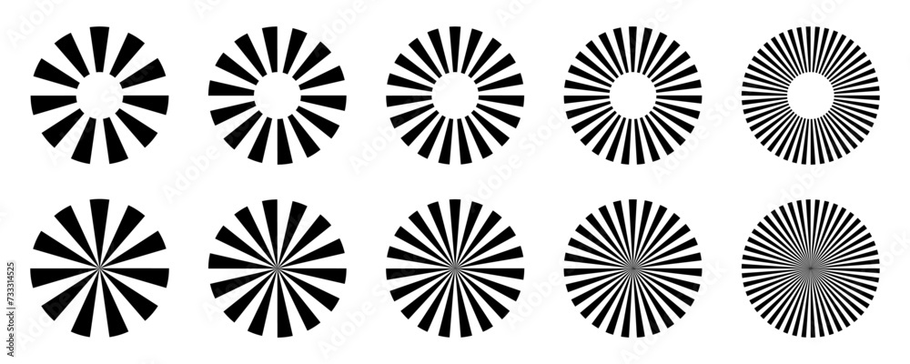 Sunburst set, retro bursting sun rays, radial stripes design - vector Sunburst set, retro bursting sun rays, radial stripes design - vector