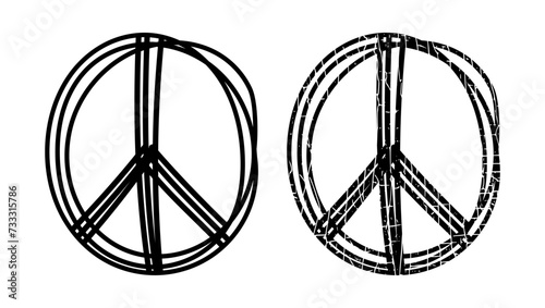 Peace symbol, black isolated silhouette