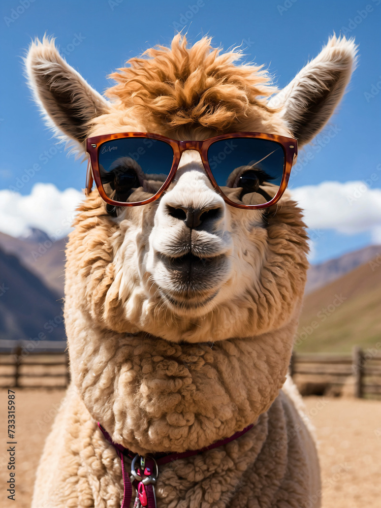 Alpaca Animals wear Sunglasses
