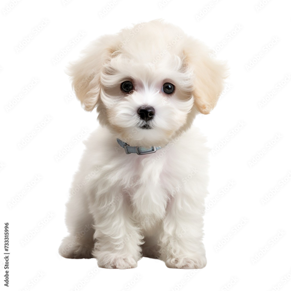 Cute Maltese puppy with big eyes isolated on transparent background. Cute Maltese puppy with big eyes isolated on transparent background.