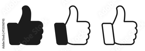 Thumb up set icon, i like it, yes, good sign photo