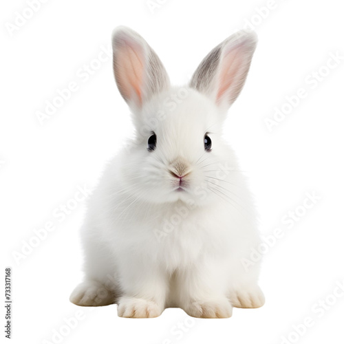 Cute white rabbit isolated on a transparent background,