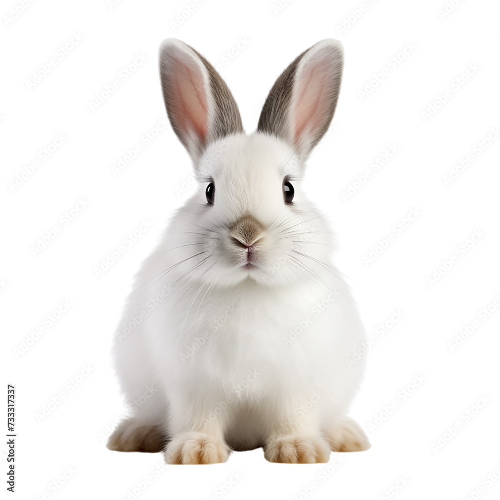 Obraz premium Cute white rabbit isolated on a transparent background,