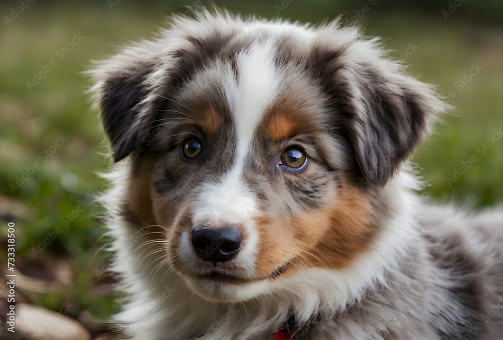 Close up of a cute Australian Shepherd puppy looking at the camera. Close up of a cute Australian Shepherd puppy looking at the camera.