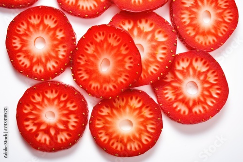 colorful background slices of juicy red strawberries