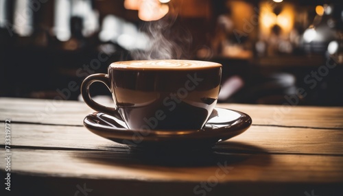 A cup of coffee with steam rising from it