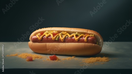 Hot dog with mustard close-up