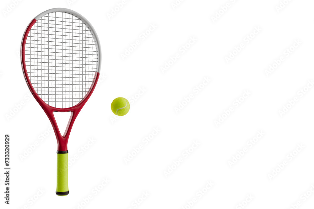 Tennis racket and ball. 3d rendering