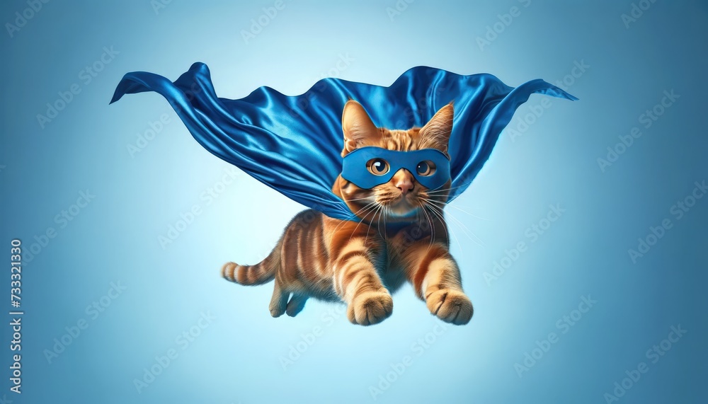 Obraz premium Caped Crusader Cat: The Flight of Whisker Man