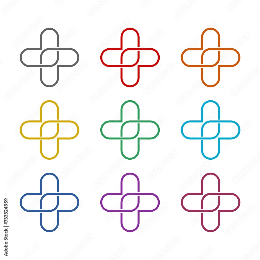 Fototapeta premium Medicine cross logo icon isolated on white background. Set icons colorful