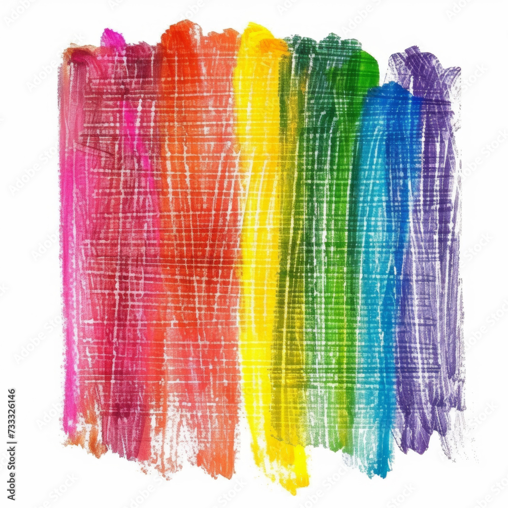 Photo grunge hand drawn colorful scribble wax pastel, rainbow crayon on white background, isolated