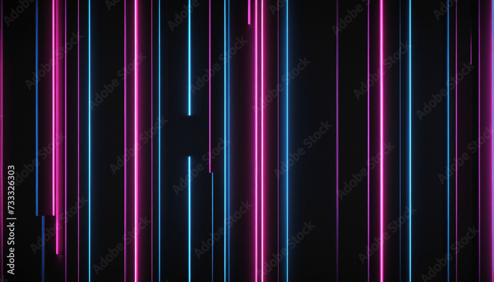 3d render, abstract ascending pink blue neon lines isolated on black background. Digital ultraviolet wallpaper