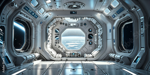 Inside of a Spacestation orbiting a Planet  photo
