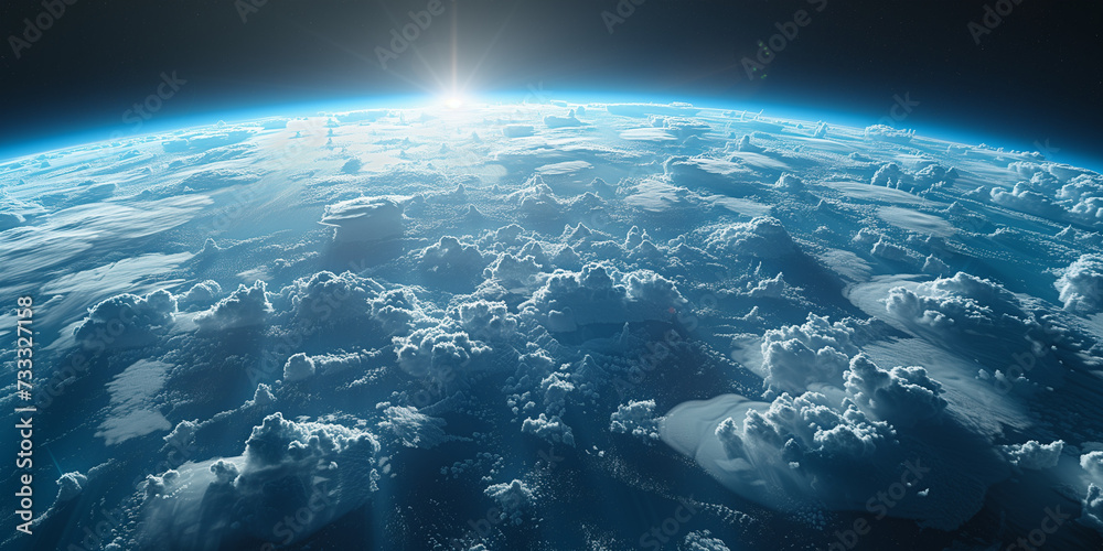 Weltkugel auf dunklen Hintergrund vom Weltall Nahaufnahme im Querformat für Banner, ai generativ
 - obrazy, fototapety, plakaty 