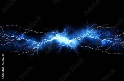 lightning bolt on dark background with blue light in 