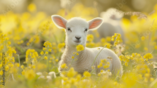 An adorable lamb born in spring from Ireland, Easter concept