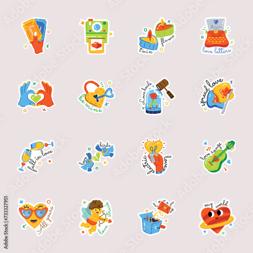 Collection of Valentine Day Flat Stickers
