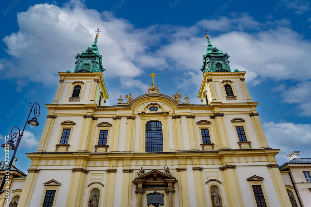 Holy Cross Basilica Church, Warsaw Center, Poland, October 2023, constructed in 1553, renovated in 1954.