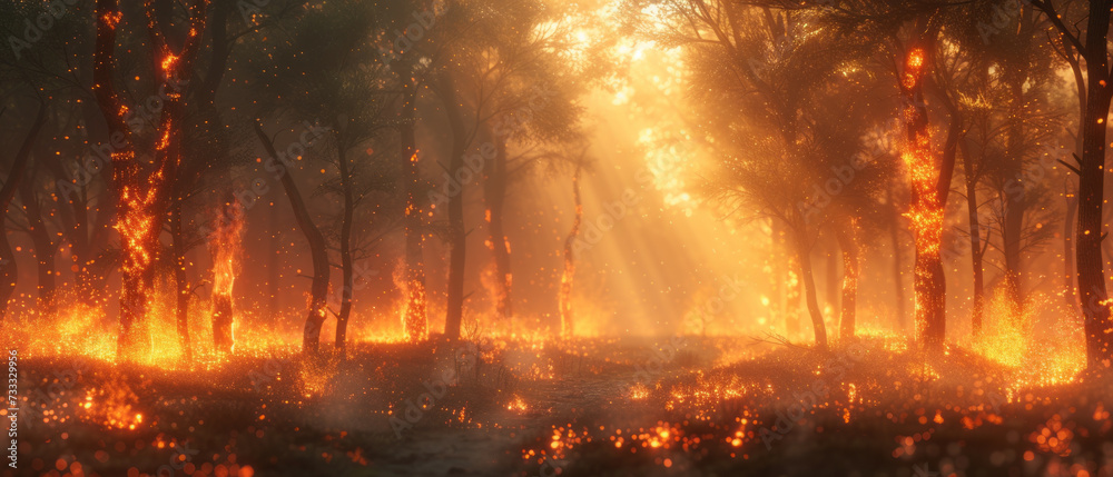 Forest fire scene, generative ai Forest fire scene, generative ai