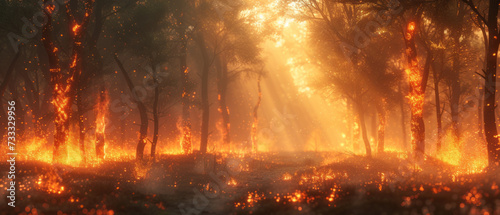Forest fire scene  generative ai